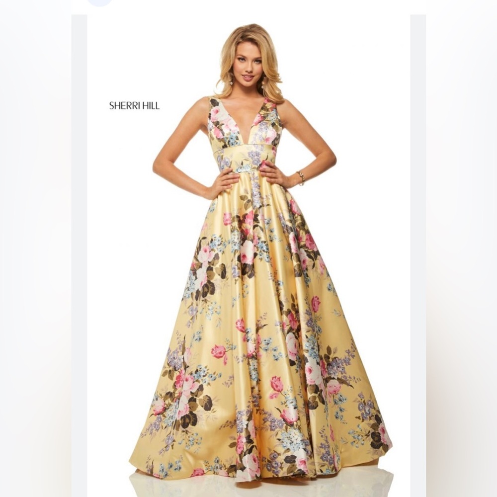 Sherri Hill size 10 floral dress style 52909 prom occasion dance bridesmaid